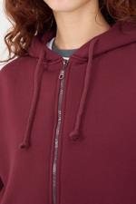 Bordo Şardonlu Fermuarlı Sweatshirt