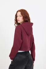 Bordo Şardonlu Fermuarlı Sweatshirt