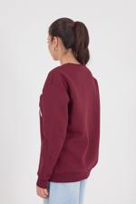 Bordo LONDON ENGLAND Yazılı Şardonlu Sweatshirt