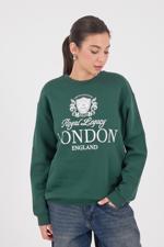 Yeşil LONDON ENGLAND Yazılı Şardonlu Sweatshirt