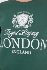 Yeşil LONDON ENGLAND Yazılı Şardonlu Sweatshirt