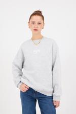 Gri BROOKLYN NYC Yazılı Şardonlu Sweatshirt