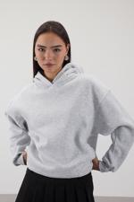 Bej Kapüşonlu Şardonlu Sweatshirt