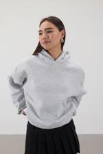 Bej Kapüşonlu Şardonlu Sweatshirt