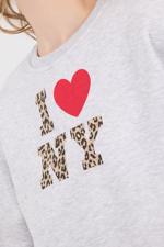 Bej I LOVE NEW YORK Yazılı Şardonlu Crop Sweatshirt