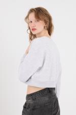 Bej I LOVE NEW YORK Yazılı Şardonlu Crop Sweatshirt