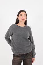 Siyah Bisiklet Yaka Uzun Kollu Sweatshirt