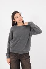 Siyah Bisiklet Yaka Uzun Kollu Sweatshirt