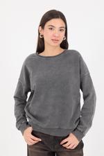 Siyah Bisiklet Yaka Uzun Kollu Sweatshirt