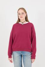 Bordo Bisiklet Yaka Uzun Kollu Sweatshirt