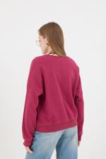 Bordo Bisiklet Yaka Uzun Kollu Sweatshirt