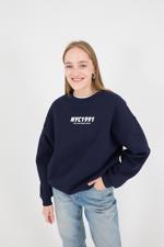 Lacivert NYC1991 Yazılı Şardonlu Sweatshirt