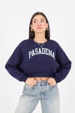 Lacivert PASADENA Yazılı Şardonlu Sweatshirt