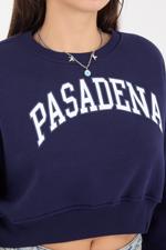 Lacivert PASADENA Yazılı Şardonlu Sweatshirt