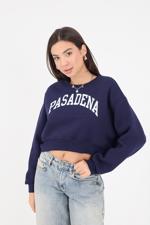 Lacivert PASADENA Yazılı Şardonlu Sweatshirt