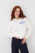 Beyaz COOLMIND Yazılı Şardonlu Sweatshirt