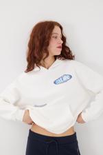 Beyaz COOLMIND Yazılı Şardonlu Sweatshirt