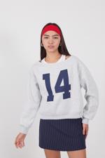 Gri 14 Sayı Baskılı Şardonlu Sweatshirt