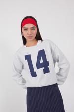 Gri 14 Sayı Baskılı Şardonlu Sweatshirt