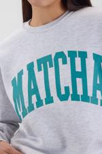 Bej MATCHA Yazılı Şardonlu Sweatshirt