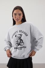 Bej Ayı Baskılı Şardonlu Sweatshirt