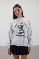 Bej Ayı Baskılı Şardonlu Sweatshirt