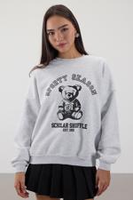 Bej Ayı Baskılı Şardonlu Sweatshirt