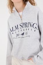 Gri PALM SPRINGS Yazılı Şardonlu Sweatshirt