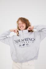 Gri PALM SPRINGS Yazılı Şardonlu Sweatshirt