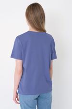 Mavi V Yaka Kısa Kollu Basic T-shirt