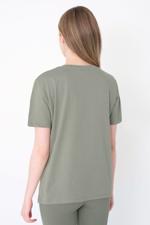 Yeşil V Yaka Kısa Kollu Basic T-shirt