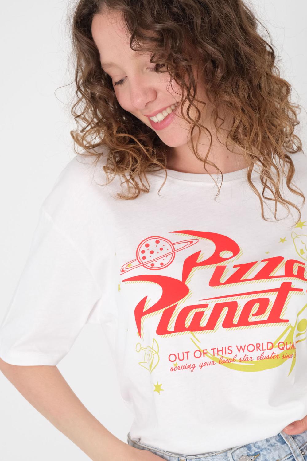 Addax Bisiklet Yaka Pizza Planet Baskılı T-shirt. 1