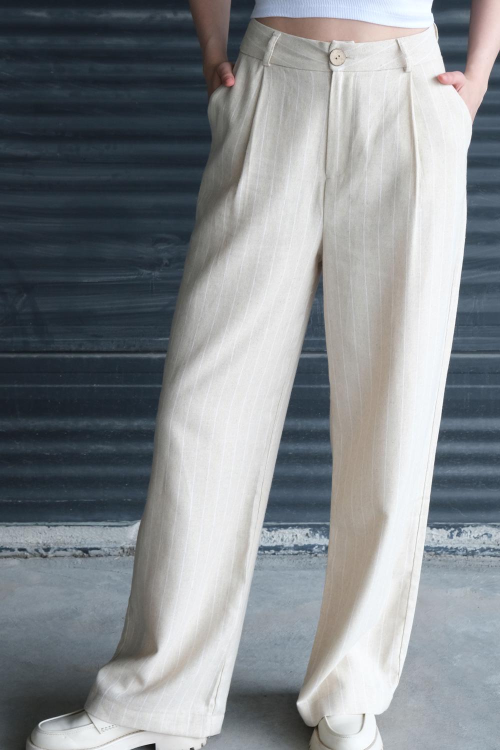 Addax Çizgili Yüksek Bel Wide Leg Pantolon. 2