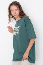 Yeşil NO.90 RUE DU LOUVRE PARIS Baskılı T-shirt