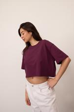 Bordo Bisiklet Yaka Basic  T-Shirt