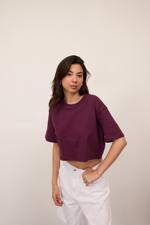 Bordo Bisiklet Yaka Basic  T-Shirt