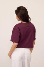 Bordo Bisiklet Yaka Basic  T-Shirt