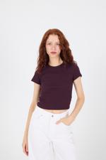 Mor Bisiklet Yaka Basic T-shirt