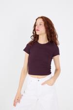 Mor Bisiklet Yaka Basic T-shirt