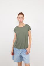 Yeşil Bisiklet Yaka Basic T-shirt