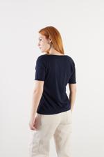 Lacivert V Yaka Basic Modal T-shirt