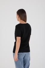 Siyah V Yaka Basic Modal T-shirt