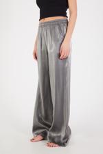 Gri Beli Lastikli Wide Leg Pantolon