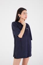Lacivert Önü ve Arkası Baskılı Oversize T-shirt