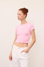 Pembe Bisiklet Yaka Basic T-shirt