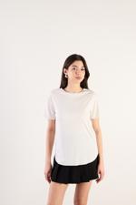 Beyaz Bisiklet Yaka Modal Basic T-shirt