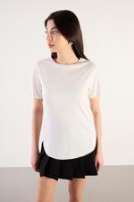 Beyaz Bisiklet Yaka Modal Basic T-shirt