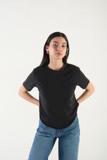 Siyah Bisiklet Yaka Modal Basic T-shirt