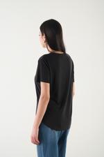 Siyah Bisiklet Yaka Modal Basic T-shirt