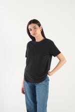 Siyah Bisiklet Yaka Modal Basic T-shirt